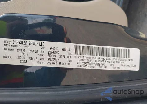 2013 Dodge Grand Caravan Crew из США, поврежденный, VIN 2C4RDGDG9DR733848